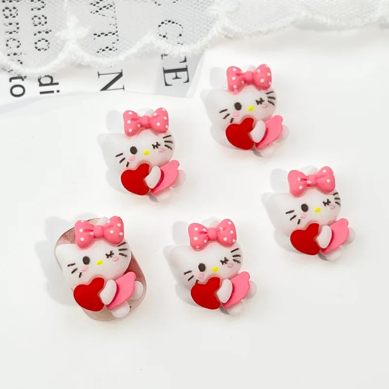 figurines résine animaux clips cheveux noir violet rose blanc bleu jaune cartoon mignons coeurs