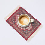 tapis classique ornements floraux rouge bleu beige noir adhésif 27cm 18cm
