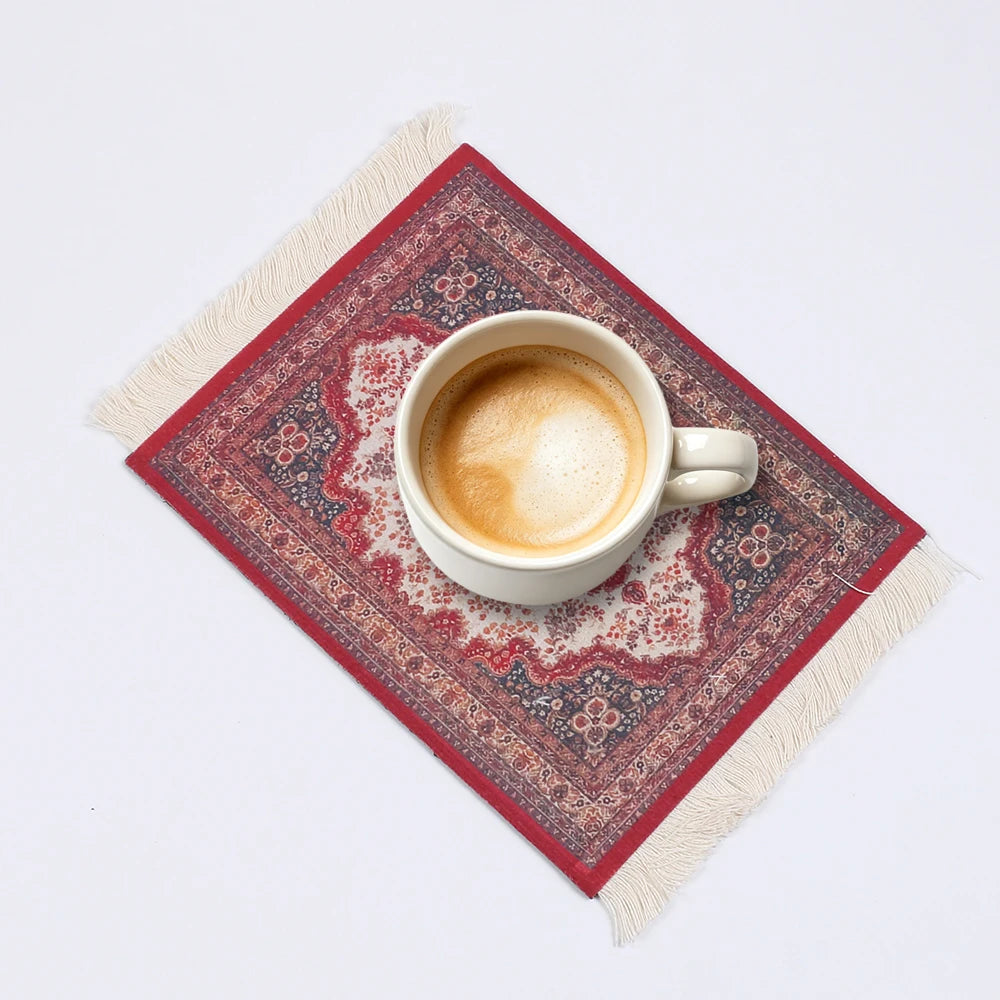 tapis classique ornements floraux rouge bleu beige noir adhésif 27cm 18cm
