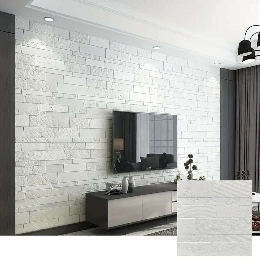 panneau décoratif mural blanc brique moderne adhésif salon chambre mariage imperméable résistant moisissures PVC