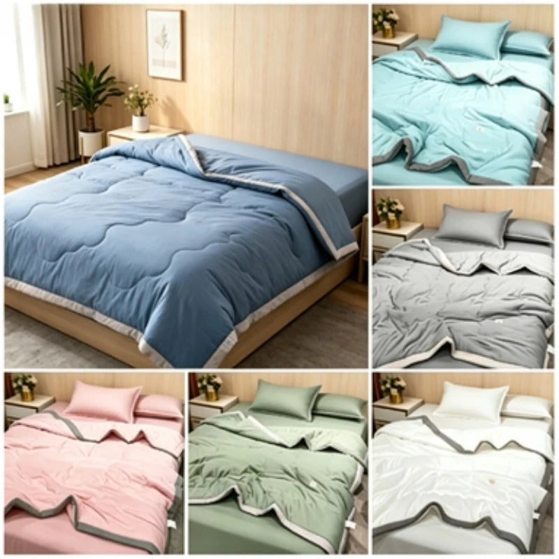 lit léger couvre lit quilté doux été coton polyester bleu clair gris rose vert