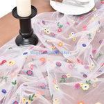 nappe décorative fleurs brodées blanc floral table manger transparent coton polyester machine