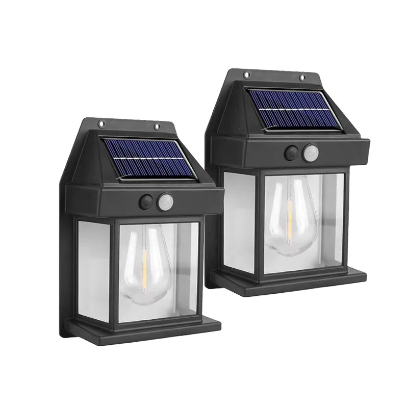 lampe solaire murale noire led transparente moderne capteur mouvement panneau solaire
