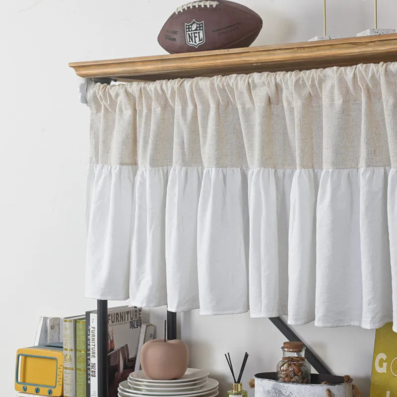 rideau cuisine beige clair classique rustique tissu lin opacité 150x45cm 150x60cm 150x94cm