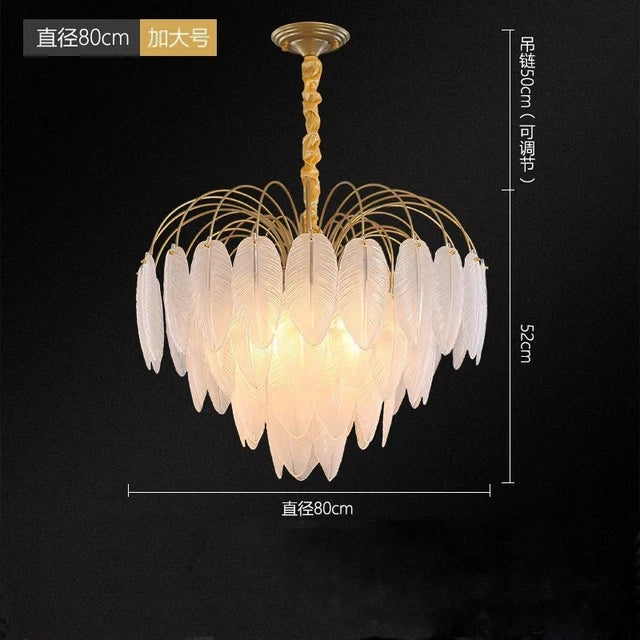 lampe suspendue moderne feuilles doré blanc translucide éclairage intérieur élégant semi encastrée