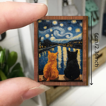 magnet art orange noir chats nuit van gogh décoration maison unique artisanal français