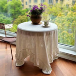 nappe lin beige clair rustique vintage fronces machine table mangerextérieur salon decoration