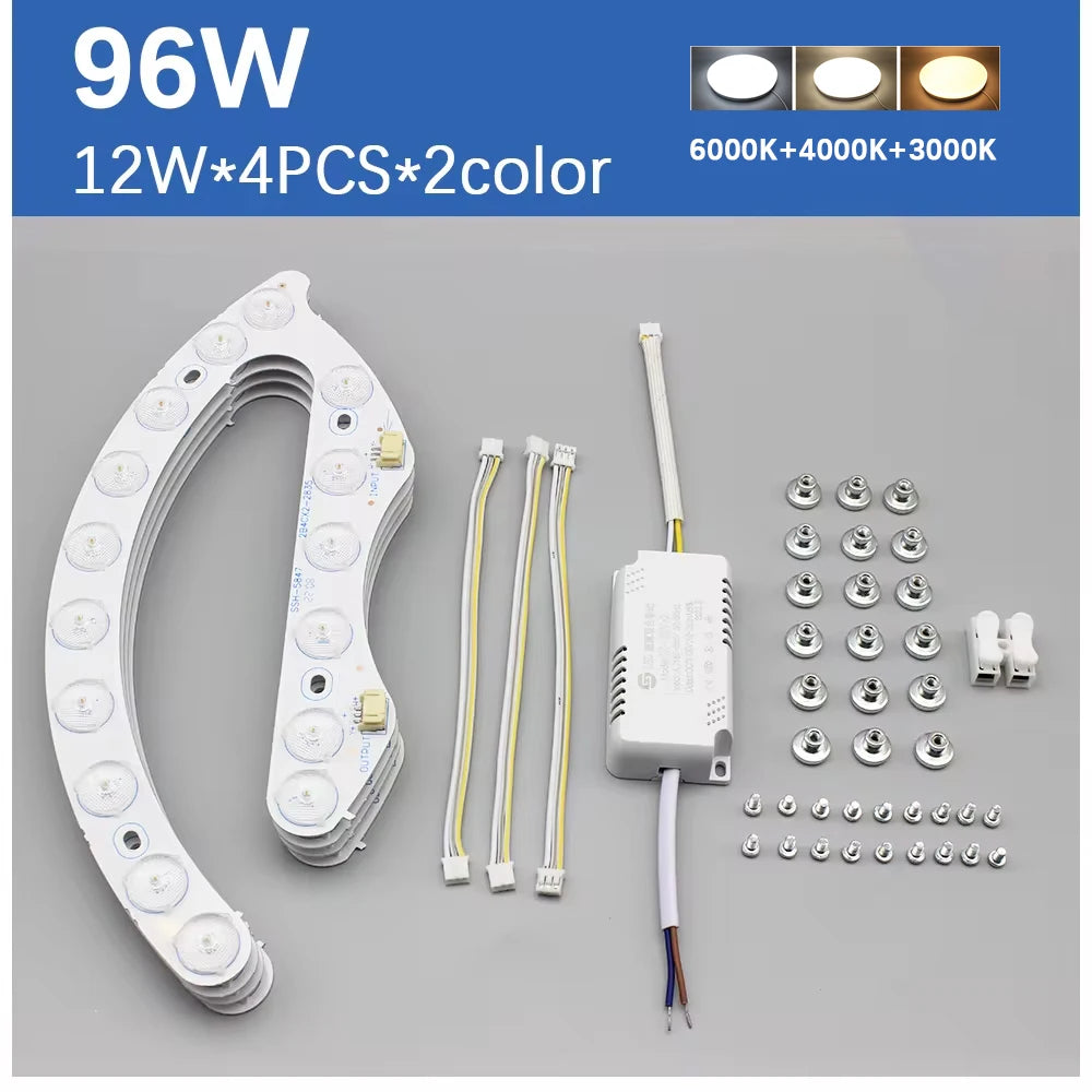 Module LED blanc moderne 72W 96W aimants remote control tricolore 220V