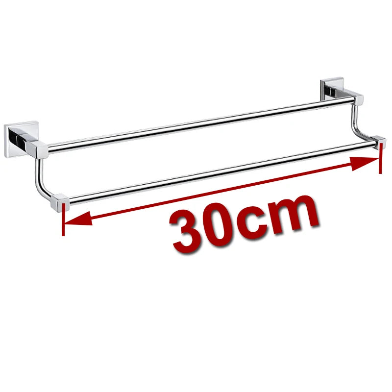 porte serviettes mural chrome acier inoxydable double barres vis moderne fixation