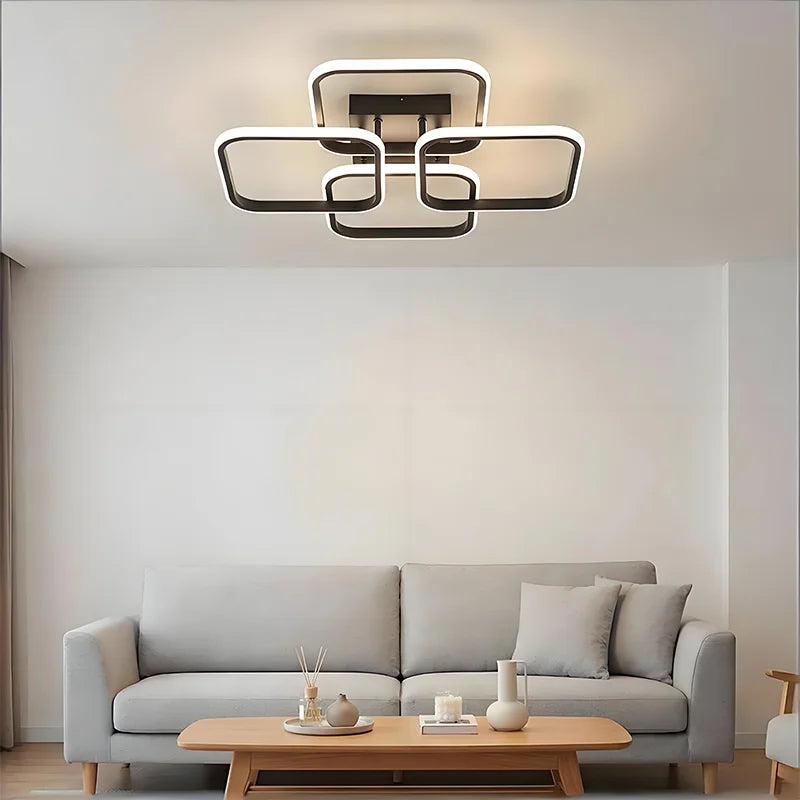 lampe moderne carrée noire géométrique éclairage cuisine salon 45x45cm