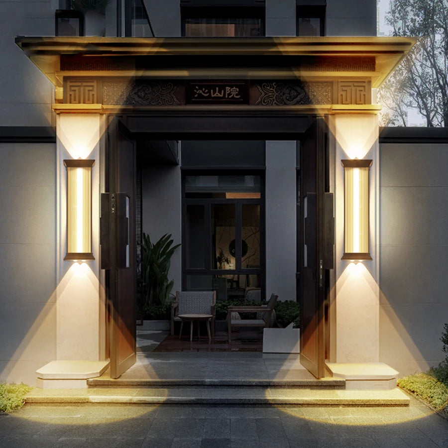 applique murale led moderne noir doré ip55 extérieure mur fixée 100cm 5lumieres