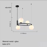 suspension luminaire moderne sphères verre translucides anneau métal doré salon chambre scandinave