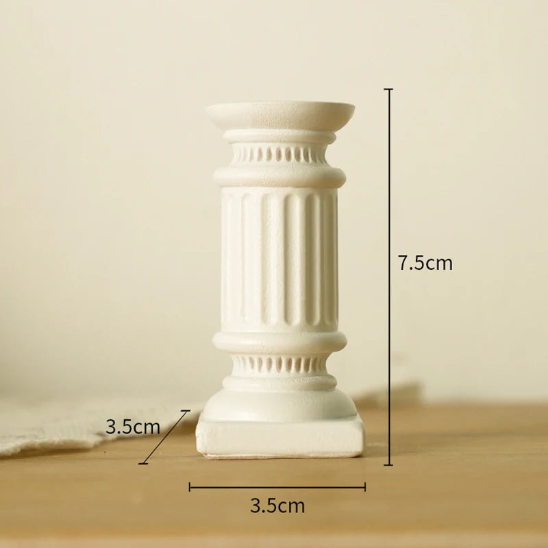 bougeoir classique blanc or sculpté décoration maison statue colonne grecque résine architecturalintérieur ornement