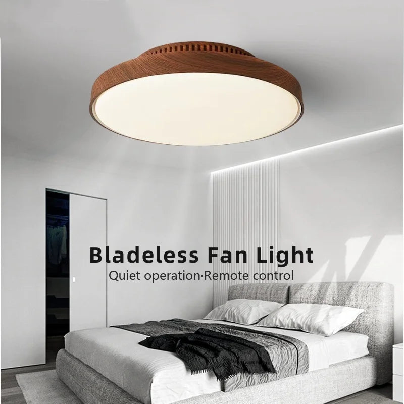 lampe ventilateur sans pales led moderne bois blanc éclairage décoration intérieure télécommande adjustable chambre