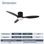 ventilateur moderne noir bois led télécommande minimaliste chambre