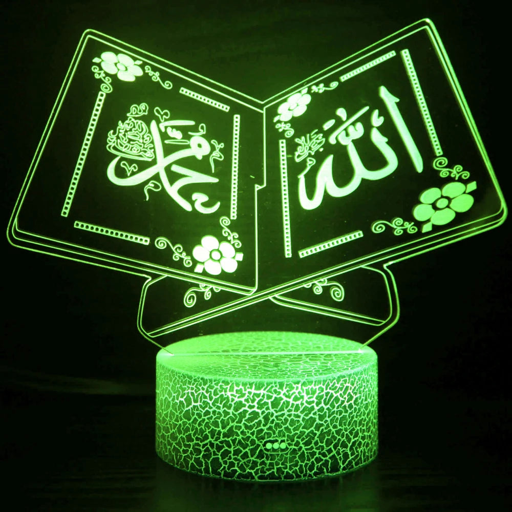lampe projection 3d transparente motifs floraux calligraphiques moderne base texturée enfants chambre