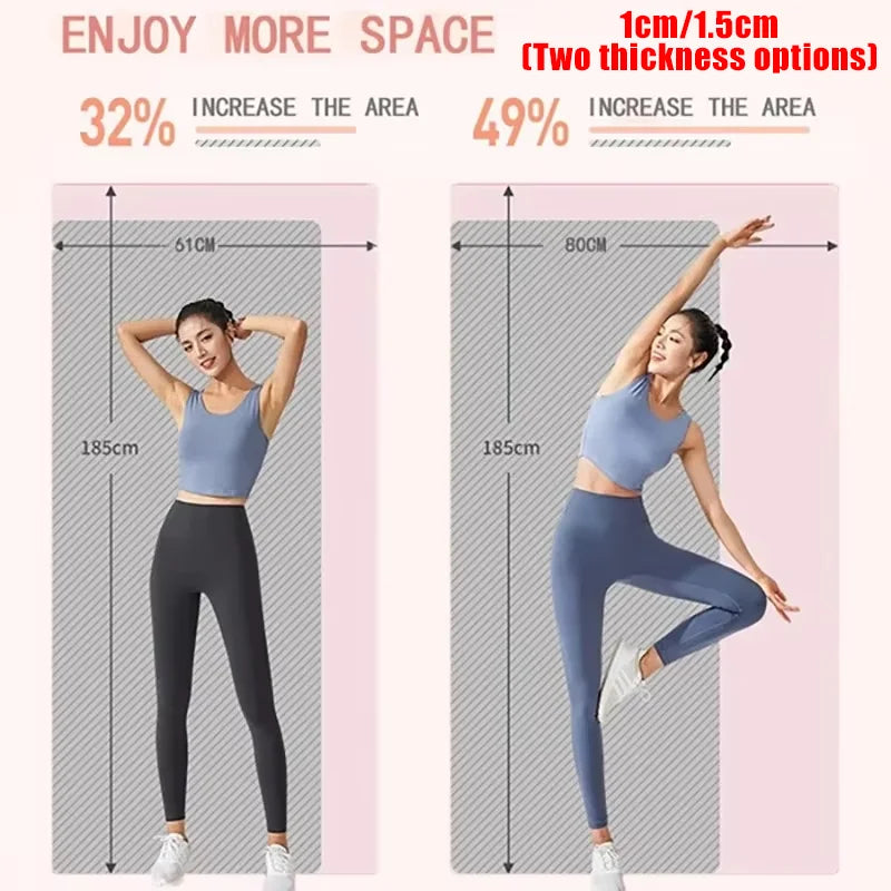tapis yoga rose clair rayures horizontales moderne épais antidérapant fitness yoga 185x60cm 185x80cm