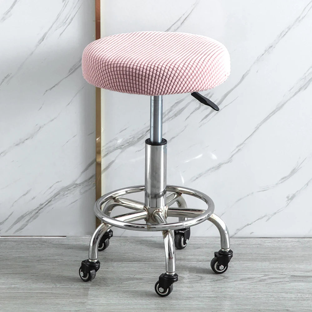 housse coussin tabouret rond velours beige moderne fixation protection siège fauteuil salon