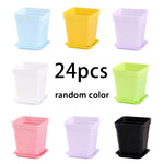 pots fleurs carrés multicolores plastique violet bleu jaune vert moderne adhésif 7cm 8cm 5cm