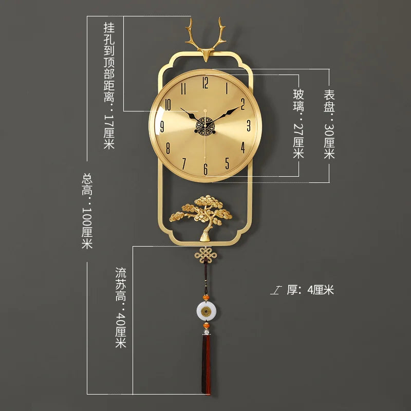 horloge murale or motif arbre moderne blanche chaîne dorée salle couloir décoINCT: titre généré