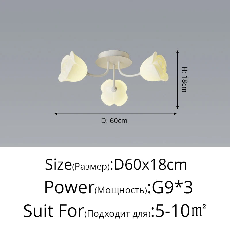 plafonnier moderne blanc vert roses lumiere encastrée sans ombre led facile nordique chambre enfants