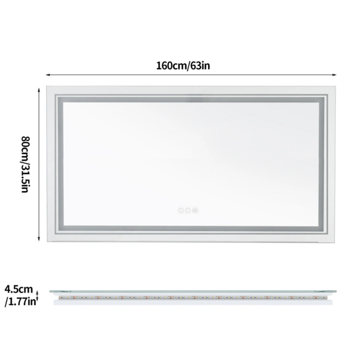 miroir lumineux moderne blanc mat anti buée éclairage led réglable tactile