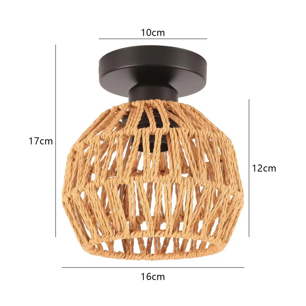 suspension lumineuse tressée rotin marron noir moderne rustique lampes pendentif