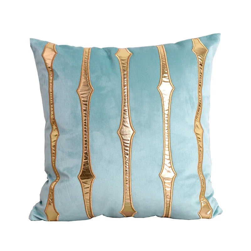 housse coussin velours carré rayé doré brodé moderne décoration maison lit salon chambre voiture