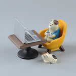 Figurines chats résine blanc beige noir bleu marron gris cartoon japonais decoration creative