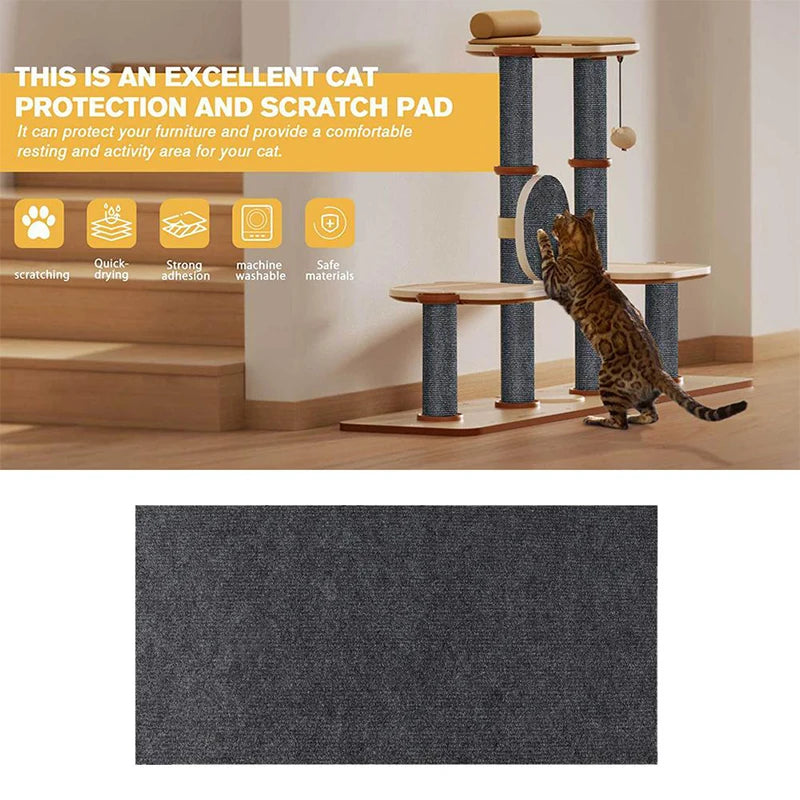 tapis protection chat gris uni tissé adhésif moderne fixe meuble mur 30cm 60cm