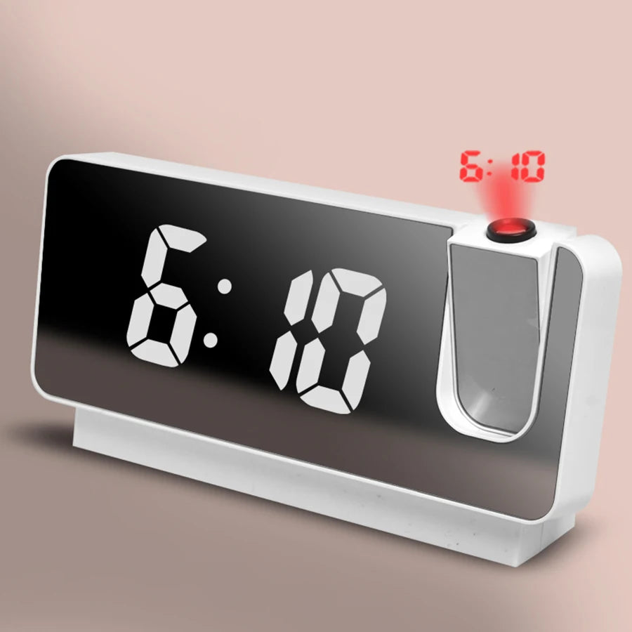 réveil numérique moderne projection horloge miroir noir blanc gris adjustable