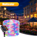 guirlande lumineuse solaire dorée fil cuivre led moderne noël jardin décoration festive 7m 12m