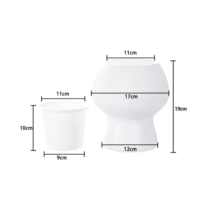 vase moderne plastique blanc imitation céramique ridée décoration intérieur salon