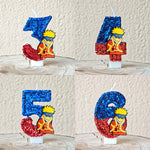 bougies décoratives anime personnages paillettes bleu rouge jaune blanc thème naruto shippuden anniversaire gâteau