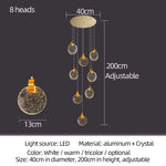 lustre suspension moderne cristal doré scintillantes éclairage luxe salon salle bain appartement