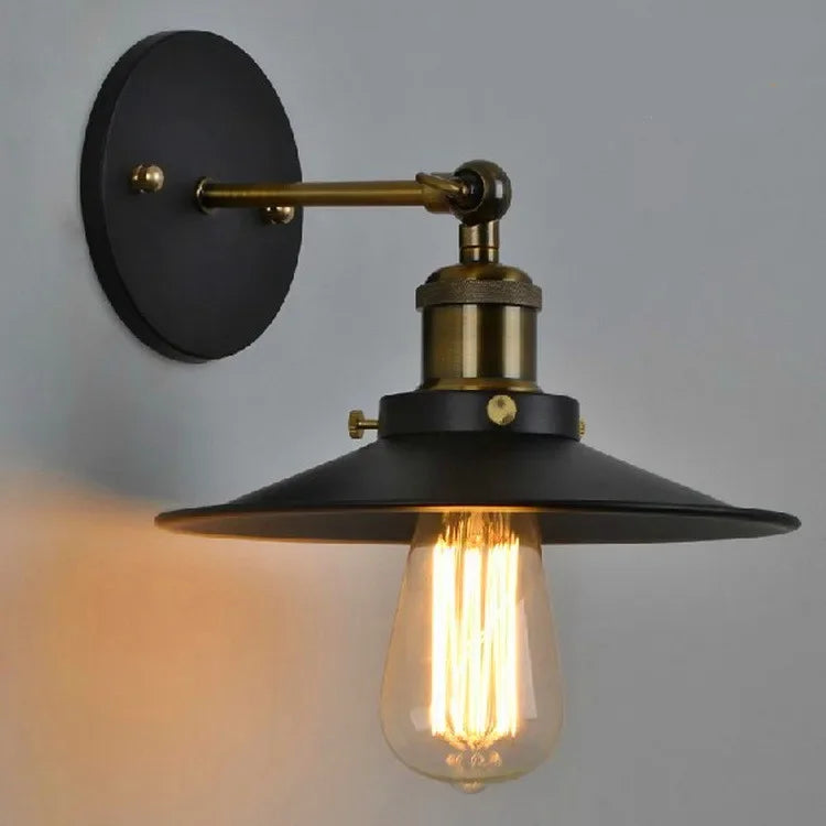 lampe murale industrielle noir ampoule filament éclairage chambre salle manger cuisine fixée mur matériau