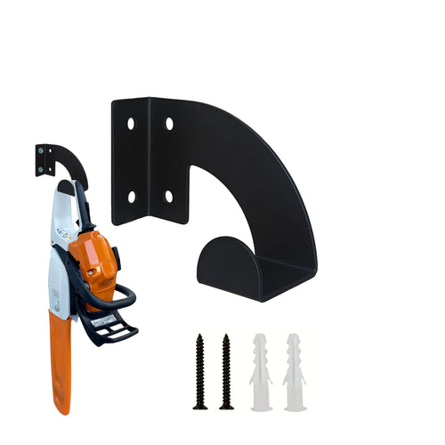 support mural scie chaîne noir orange moderne vis fixations atelier garage