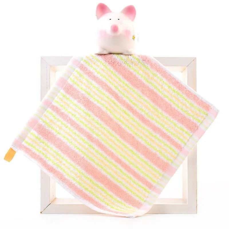 serviette coton rayée bleu clair vert rose jaune rapide absorption douce face salle bain