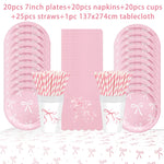 assiettes papier rose serviettes gobelets bannière happy birthday pailles festives enfants femmes anniversaire mariage