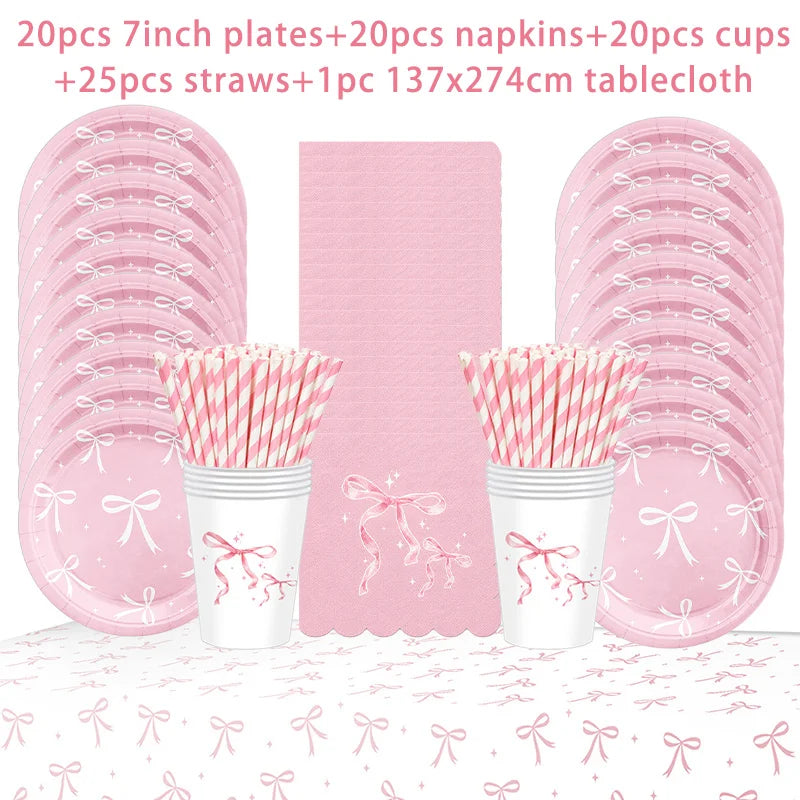 assiettes papier rose serviettes gobelets bannière happy birthday pailles festives enfants femmes anniversaire mariage