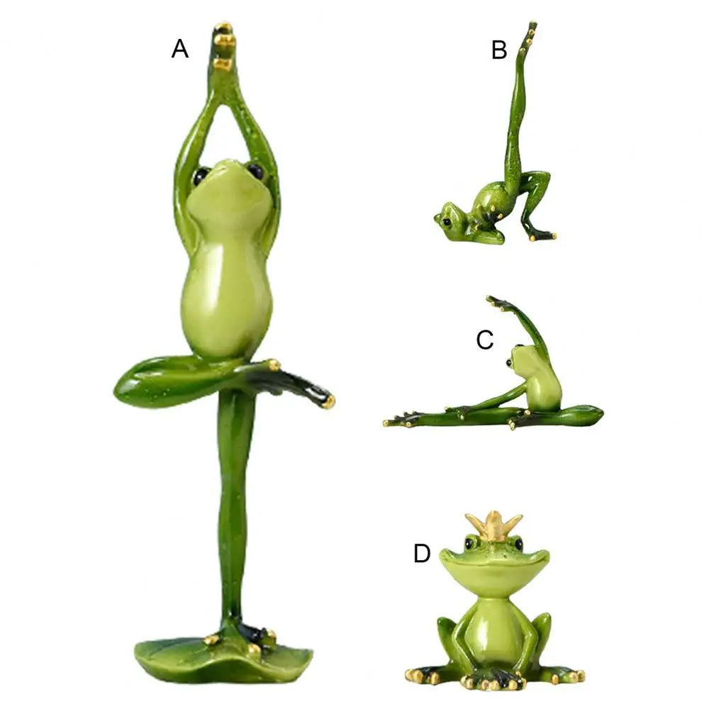 figurines grenouilles yoga vert or décoratives ludiques zen table bureauscrição