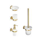 ensemble accessoires salle bain doré métal brossé porte serviette savon distributeur moderne