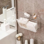 rangement mural transparent compartiments boîtes stockage moderne adhésif cotons tiges coton pads épingles cheveux