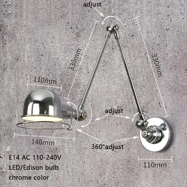 lampe murale articulée industrielle moderne vert gris blanc rouge noir opacité LED Edison