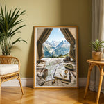 impression toile paysage montagneux moderne rectangle vertical blanc sans cadre affiche d'art décoration murale