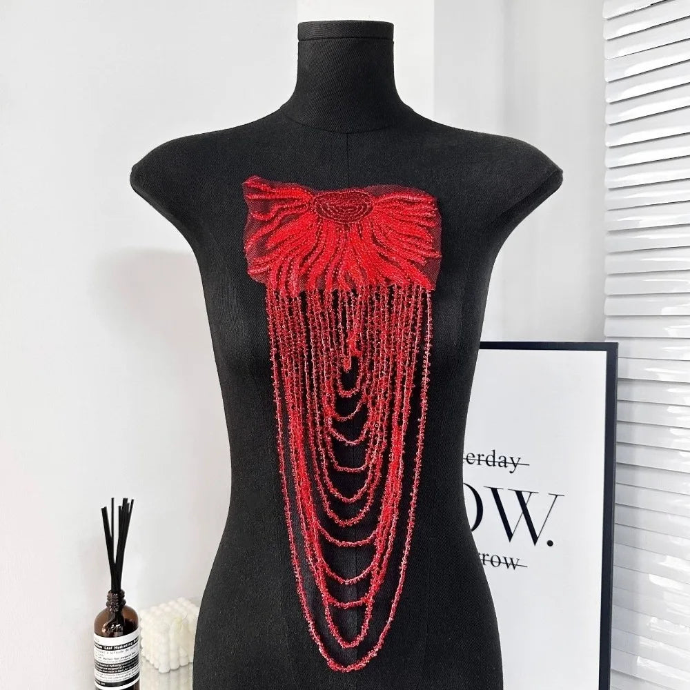 accessoire textile broche franges argenté noir doré élégant chic amovible decoration