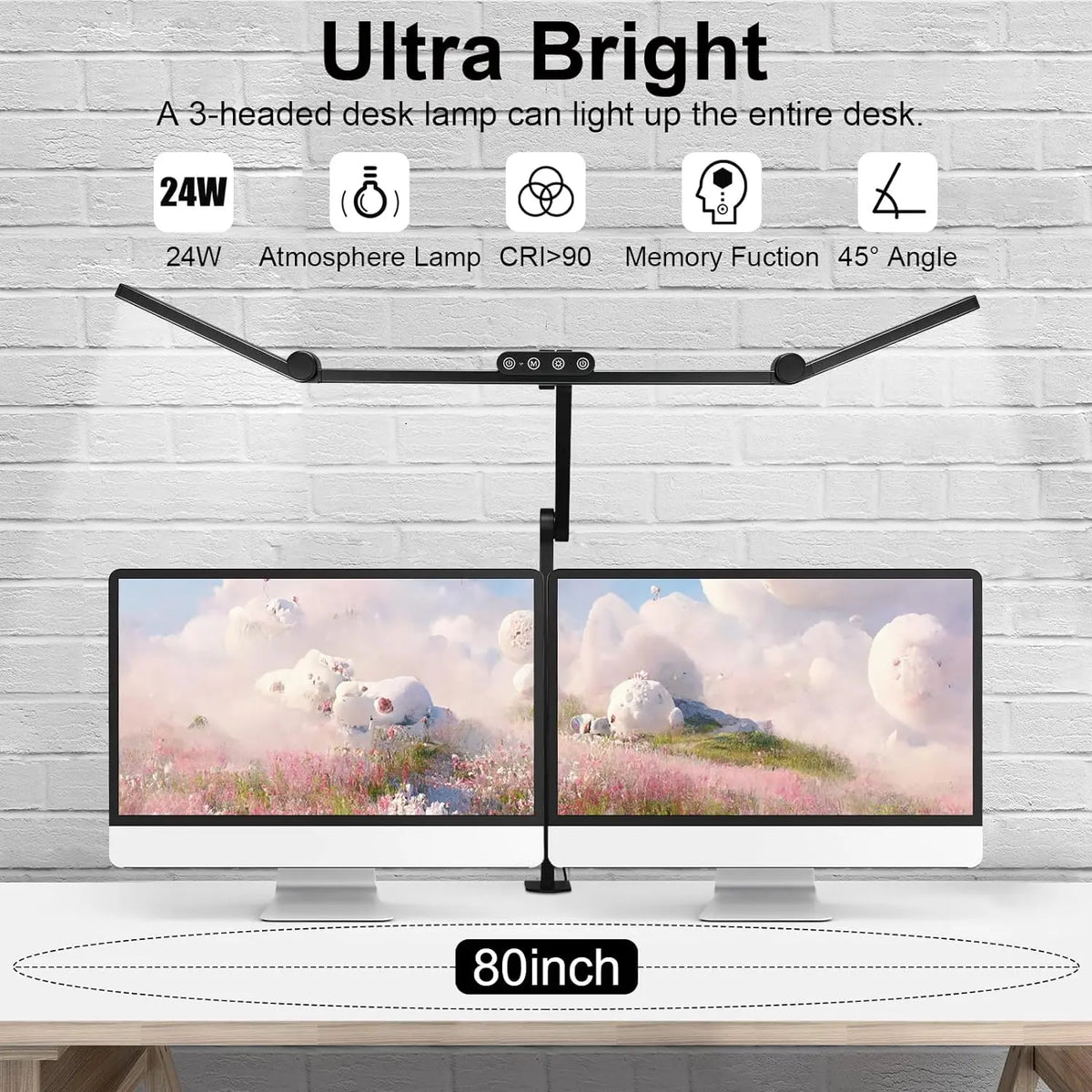 lampe led moderne noire trois têtes clip réglable luminosité memoire
