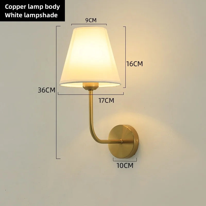 applique murale moderne or noir beige toile lin lampe abat jour