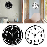 horloge murale moderne noire blanche dessin trait minimaliste chambre salon decoration art muet
