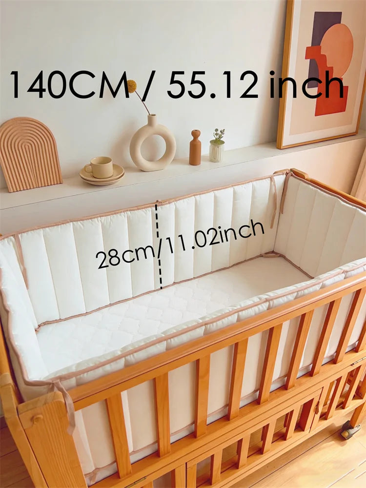 housse protection barrière lit bébé polyester oreiller motif floral moderne minimaliste blanc roseclair